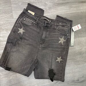 Tinseltown Black High-Waist Stretch Denim Shorts